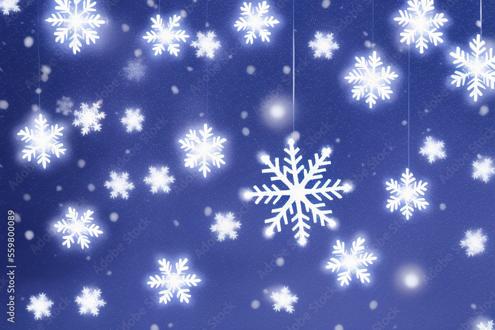 Christmas snowflakes lights with falling snow Christmas snowflakes lights with falling snow