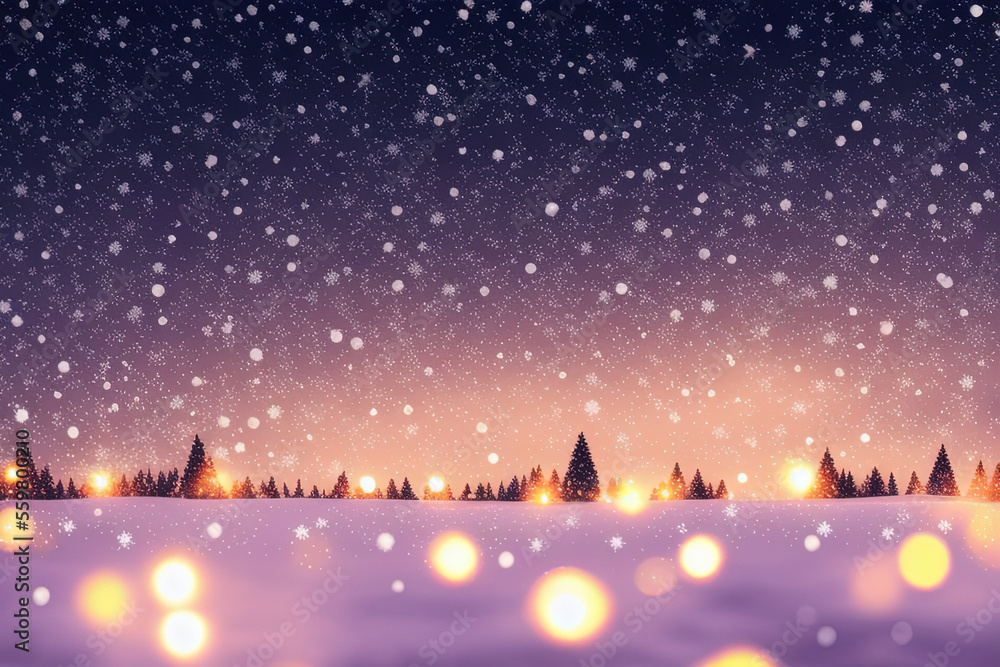 Christmas snowflakes lights with falling snow Christmas snowflakes lights with falling snow