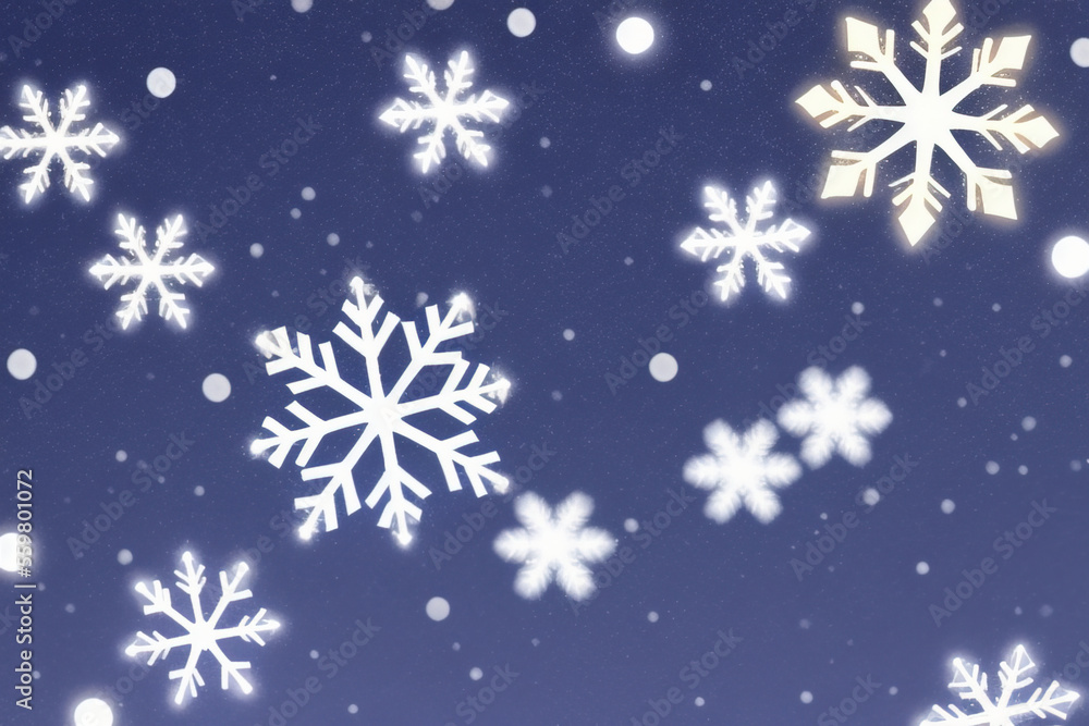 Christmas snowflakes lights with falling snow Christmas snowflakes lights with falling snow