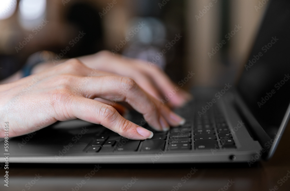 closeup hand typing keyboard on labtop of businesswoman during technology online connection business work for education and study business concept closeup hand typing keyboard on labtop of businesswoman during technology online connection business work for education and study business concept