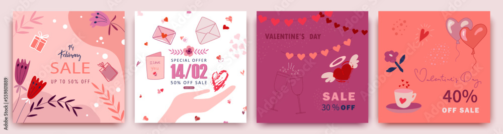 Set of discount cards for Valentines Day. Hand-drawn romantic inscription. Holiday design, greeting cards, discounts, gift card.Vintage background for Valentine s Day. Vector illustration. EPS 10 Set of discount cards for Valentines Day. Hand-drawn romantic inscription. Holiday design, greeting cards, discounts, gift card.Vintage background for Valentine s Day. Vector illustration. EPS 10