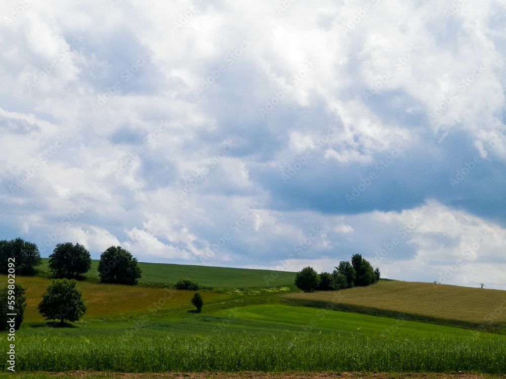 Hills and meadows of Kashubia Region, Poland.