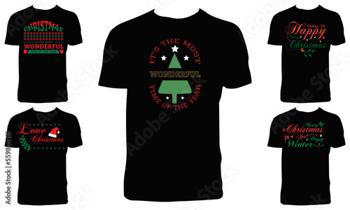 Christmas Typography T Shirt Design Bundle