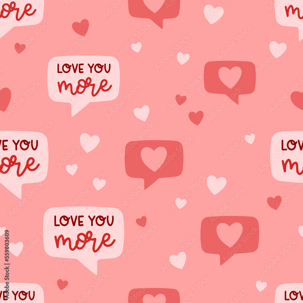 Love messages vector seamless pattern. Valentine mail digital paper