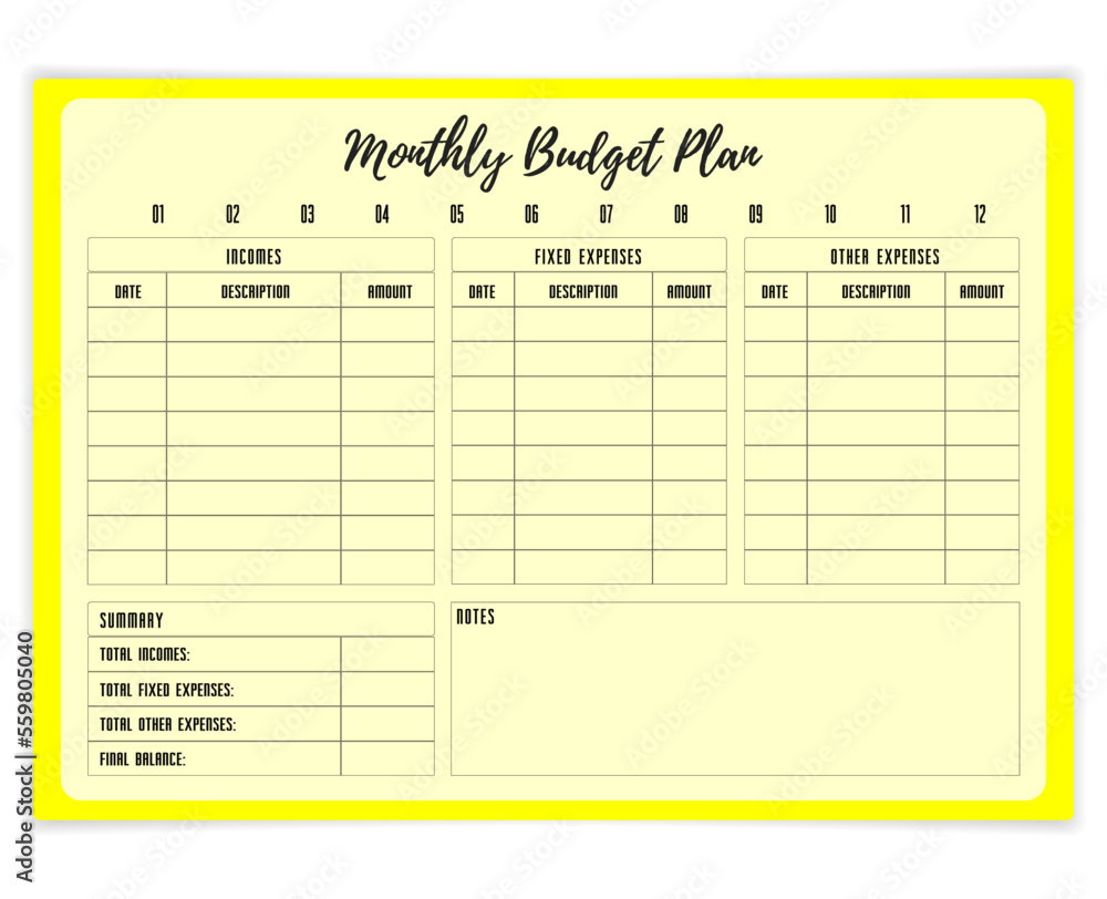 Monthly budget plan printable budget planner templates Vector Monthly budget plan printable budget planner templates Vector