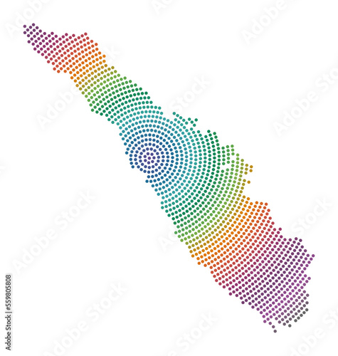 Sumatra dotted map. Digital style shape of Sumatra. Tech icon of the island with gradiented dots. Beautiful vector illustration. photo