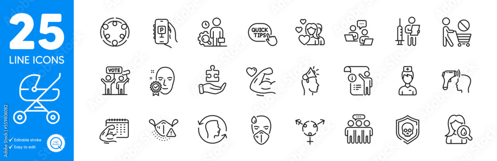 Outline icons set. Electronic thermometer, Stop shopping and Strong arm icons. Cyber attack, Manual doc, Inclusion web elements. Medical mask, Face verified, Couple signs. Vector Outline icons set. Electronic thermometer, Stop shopping and Strong arm icons. Cyber attack, Manual doc, Inclusion web elements. Medical mask, Face verified, Couple signs. Vector