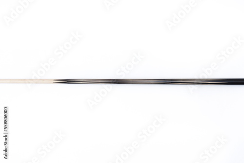 Billiard cues on a white background. Parts of a billiard cue close-up. Live photos of a billiard cue.