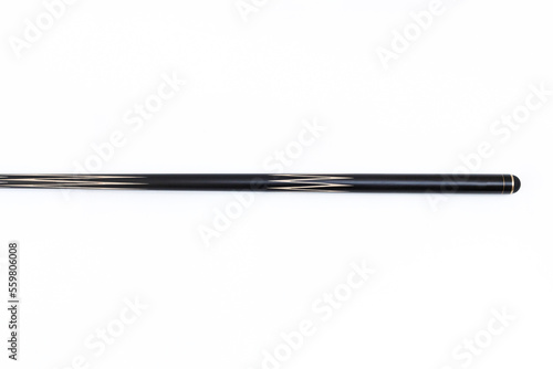 Billiard cues on a white background. Parts of a billiard cue close-up. Live photos of a billiard cue.