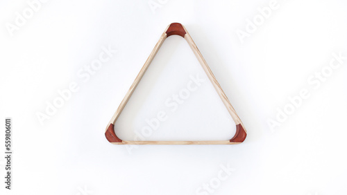 Triangle, accessories for the sport of playing billiards. Billiard triangle isolated on white background.