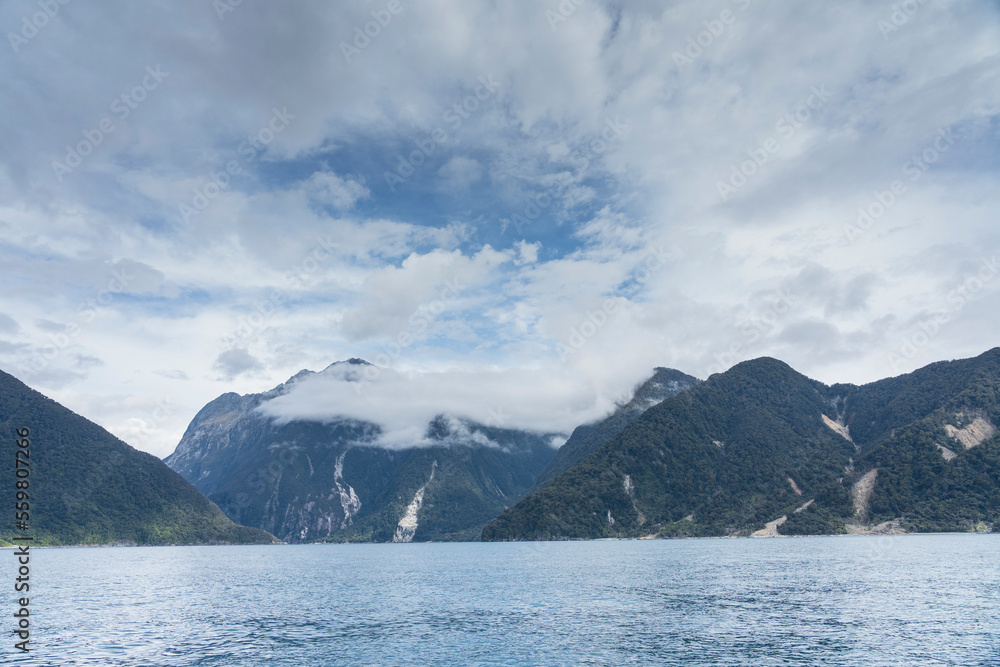 View from Milford Sound, Fjordland, New Zealand