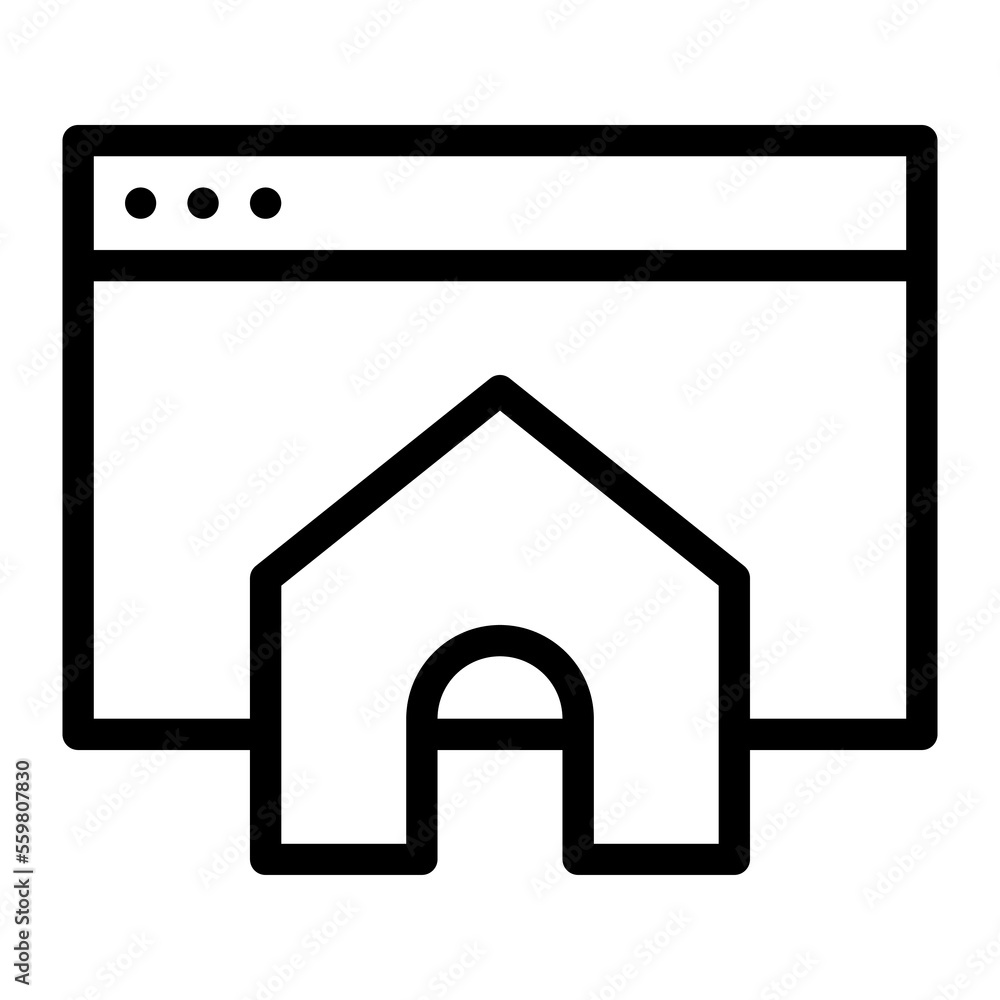 Isolated homepage in outline icon on white background. landing page, website, seo, browser Isolated homepage in outline icon on white background. landing page, website, seo, browser