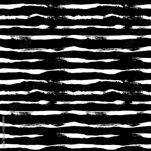 Dry Brush Lines Seamless Vector Black and White Pattern