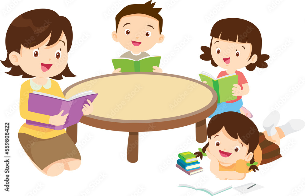 back to school with kids reading book education happy children concept back to school with kids reading book education happy children concept