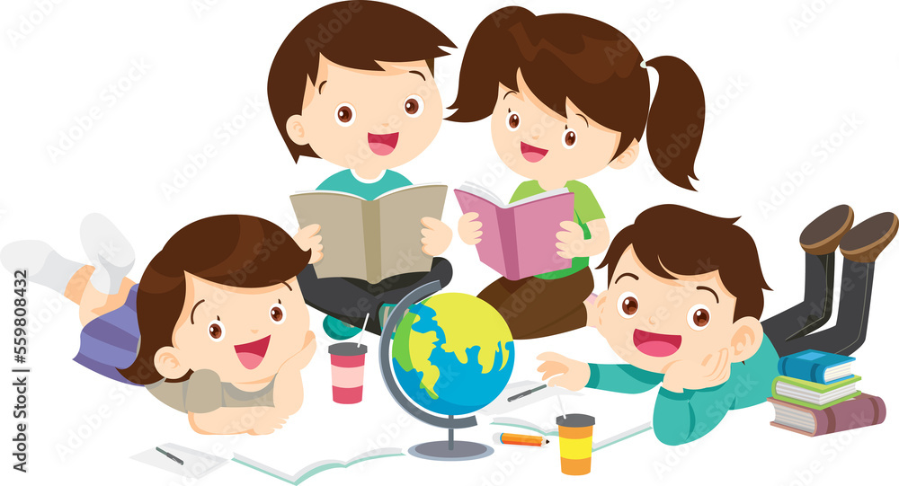 back to school with kids reading book education happy children concept back to school with kids reading book education happy children concept
