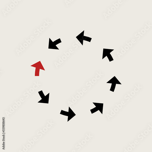 Conflict with system concept, opposition, arrows in opposite directions