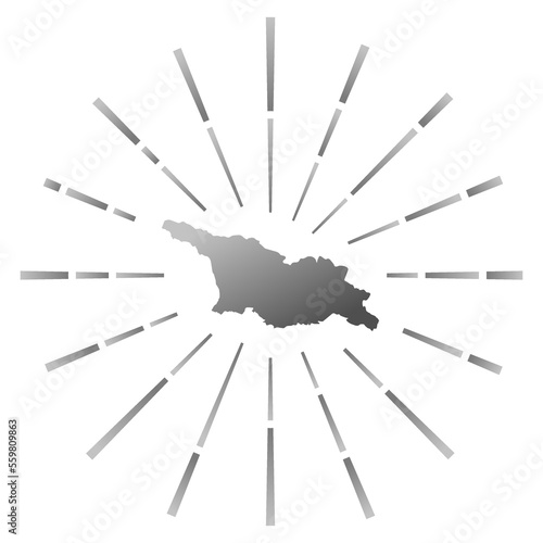 Georgia gradiented sunburst. Map of the country with colorful star rays. Georgia illustration in digital, technology, internet, network style. Vector illustration.