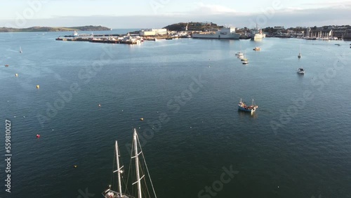 Falmouth harbour cornwall england uk aerial drone  photo