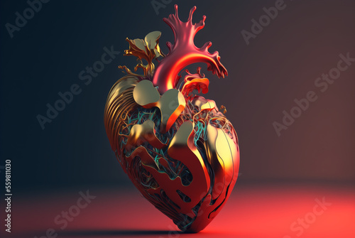 Generative ai anatomical human heart creative illustration watercolor.