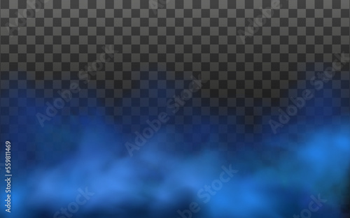 Blue vector cloudiness ,fog or smoke on dark checkered background.Cloudy sky or smog over the city.Vector illustration.