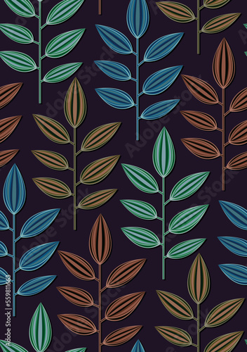 Seamless colorful minimal leaves pattern design. vector illustration. fashion, interior, wrapping, wall arts, fabric, packaging