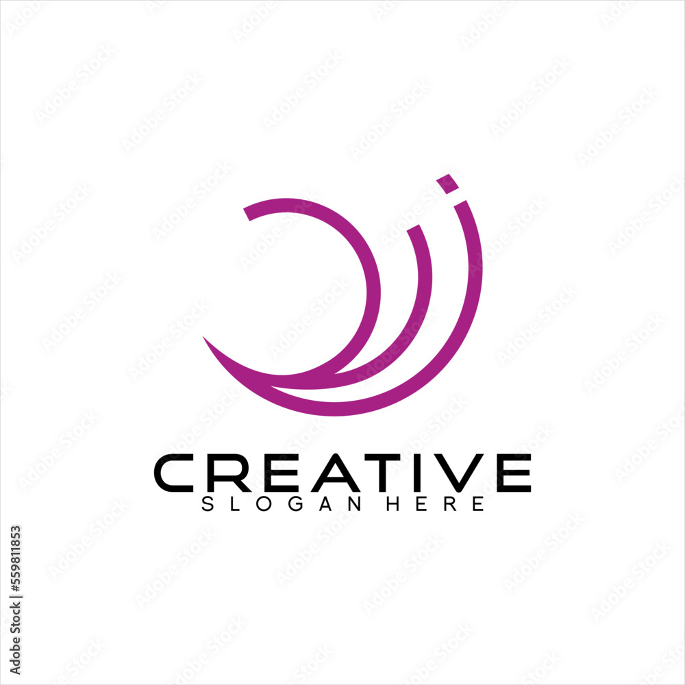 Abstract waves vector logo design with Arabic letter Z A D concept