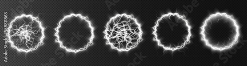 Powerful ball lightning white set. Strong electric charge of energy in one ring. Element for your design, advertising, postcards, invitations, screensavers, websites, games.	
