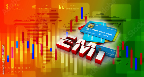 3d rendering credit or debit card swiping EMI
 photo