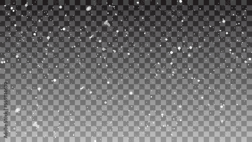 Snow gray transparent background. Christmas snowy winter design. White falling snowflakes, abstract landscape. Cold weather effect. Magic nature fantasy snowfall decoration. Vector illustration Snow gray transparent background. Christmas snowy winter design. White falling snowflakes, abstract landscape. Cold weather effect. Magic nature fantasy snowfall decoration. Vector illustration