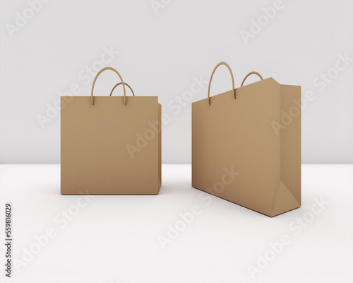 Set of shopping bags Mockup 3D 