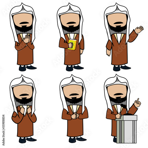 moslem preacher illustration delivers sermons or lectures in a mosque photo
