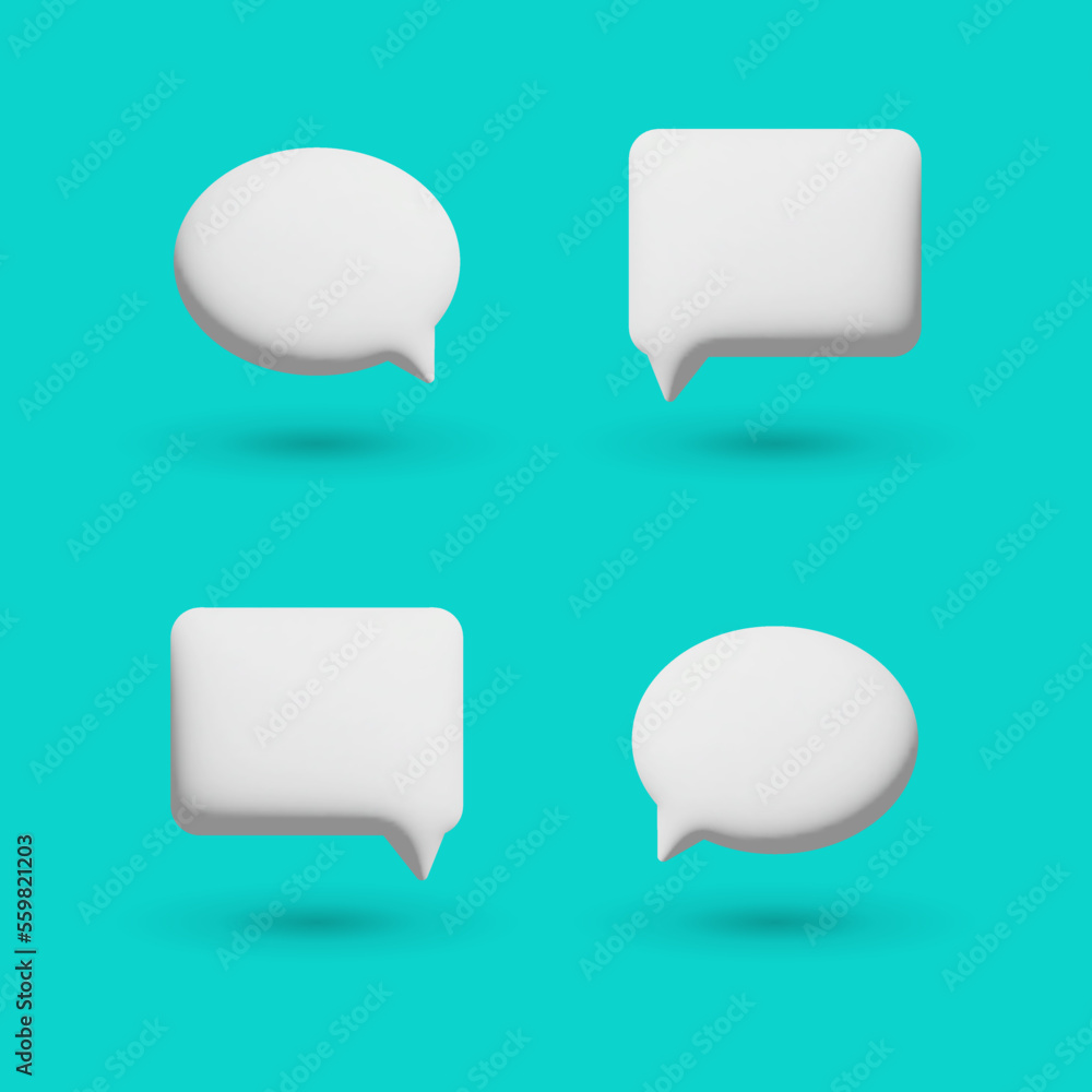 Dialog clouds 3D, vector. Dialog clouds in white color 3D with shadow on a turquoise background. Dialog clouds 3D, vector. Dialog clouds in white color 3D with shadow on a turquoise background.