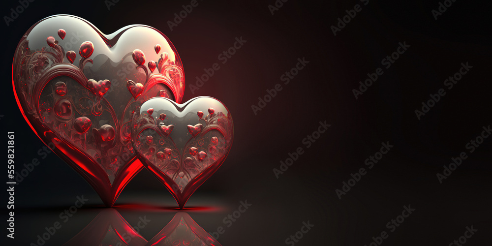 Valentine's Day Heart #12 on a black Background, Generative AI