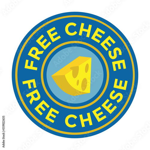 free cheese, blue rubber stamp, vector illustraiton