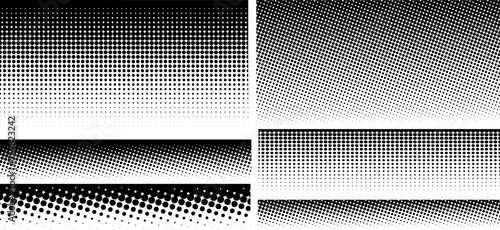 Collection of vector halftone backgrounds. Pop art template for your design. Wavy dotted pattern with halftone effect