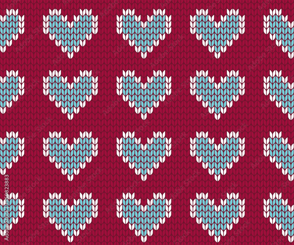 Knitted heart seamless pattern background vector illustration Knitted heart seamless pattern background vector illustration