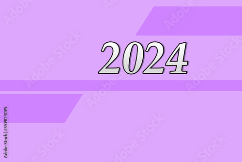 Text 2024 on a light background. Postcard Happy New Year 2024. Lilac letters 2024.