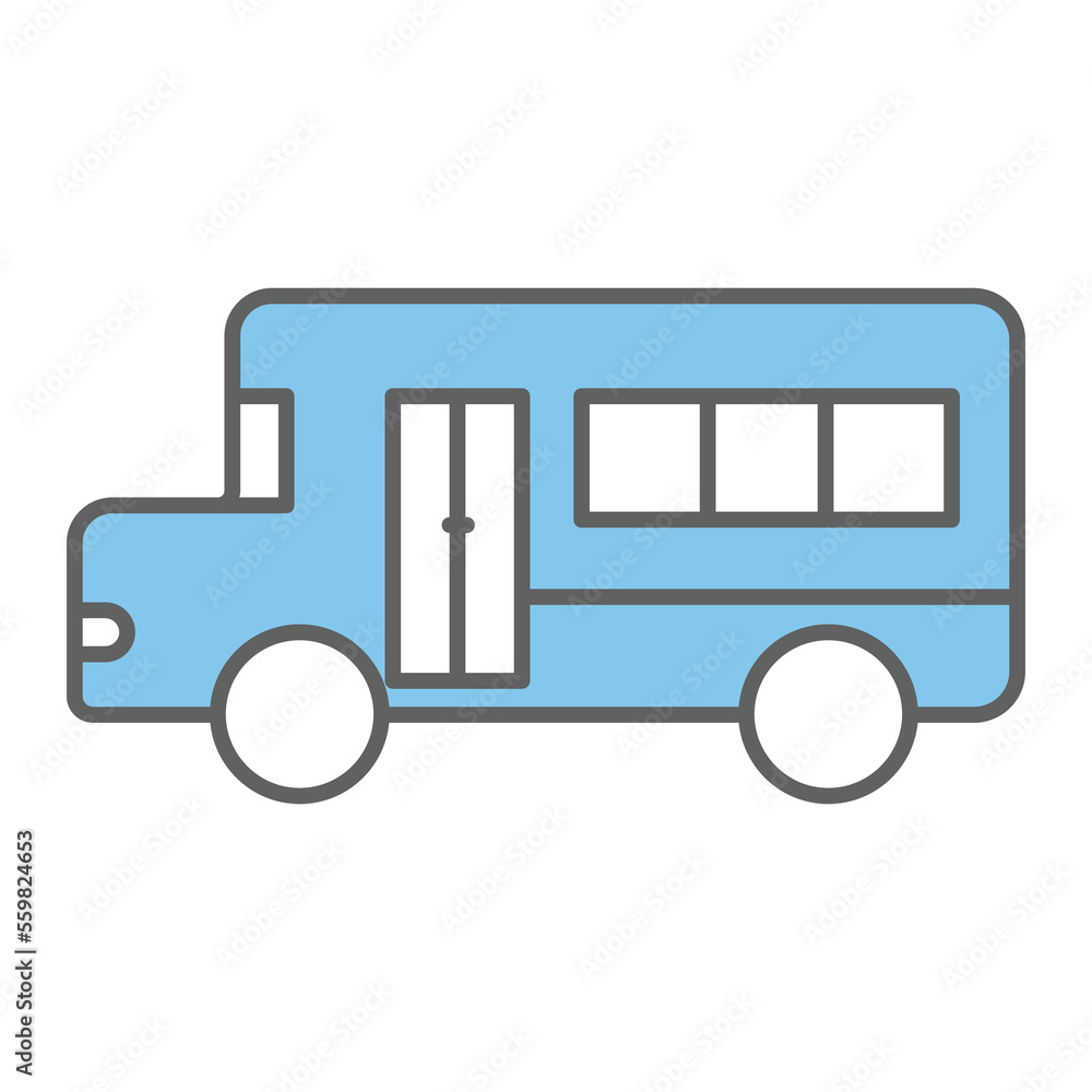 school bus icon illustration. suitable for transportation icon. icon related to education. Two tone icon style. Simple vector design editable