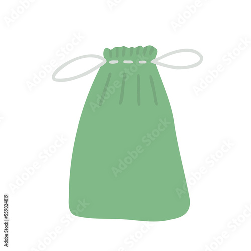Cotton pouch, zero waste. Vector Illustration for printing, backgrounds, covers and packaging. Image can be used for greeting cards, posters, stickers and textile. Isolated on white background.