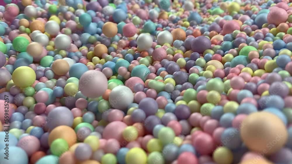 Many colorful rainbow foam balls balloons. Pile of multicolor spheres rolling, falling and flying. Many colorful rainbow foam balls balloons. Pile of multicolor spheres rolling, falling and flying.