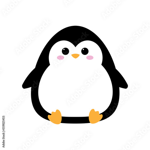 Cartoon cute penguin isolated on white background