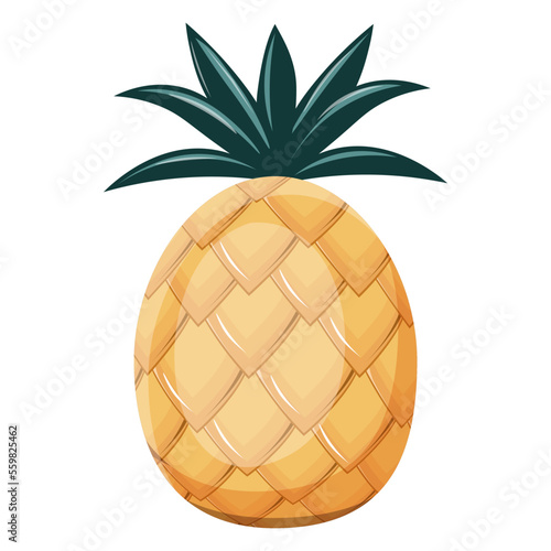 Figurine interior pineapple. Ceramic pineapple. Vector illustration isolated on white background.