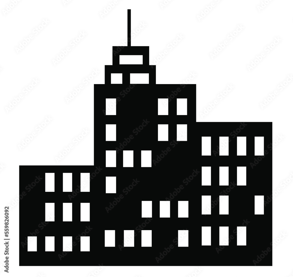 This set of illustrations features a black skyscraper This set of illustrations features a black skyscraper