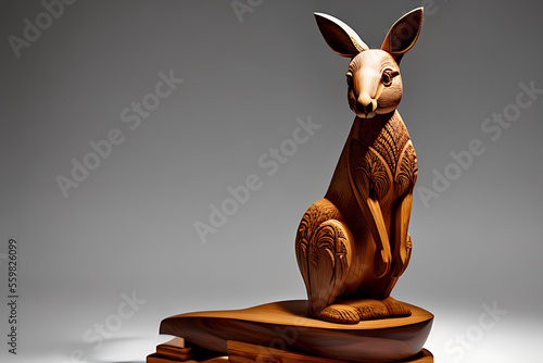 Obraz na płótnie vintage wood carving of a kangeroo w salonie