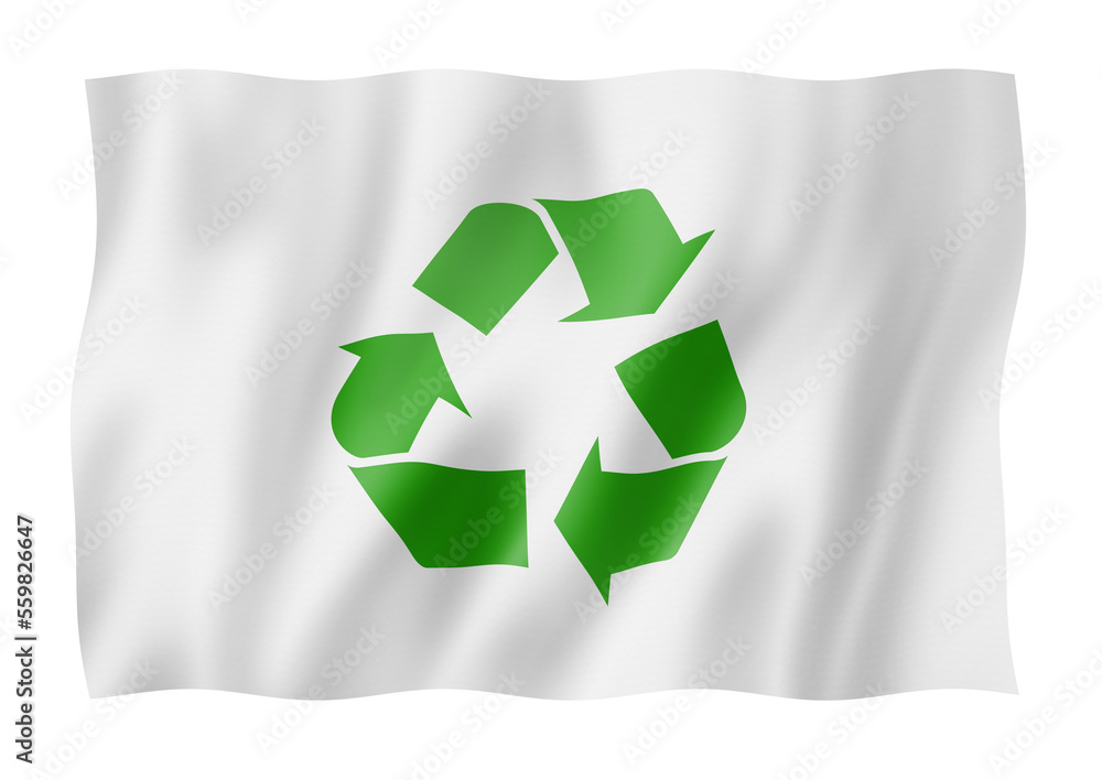 recycling symbol flag isolated on white recycling symbol flag isolated on white