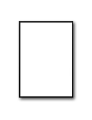 Black picture frame hanging on a white wall