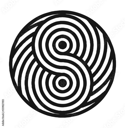 Abstract circle consisting of lines in the shape of a figure eight