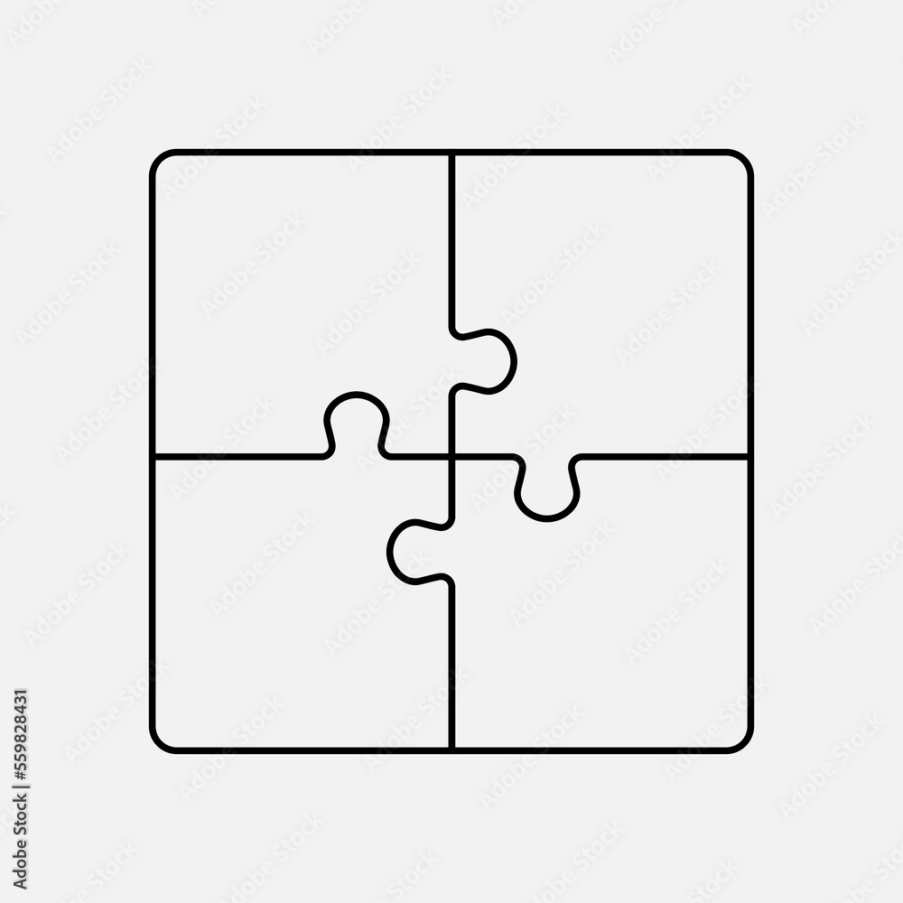 Diagram infographic 4 steps, square puzzle jigsaw