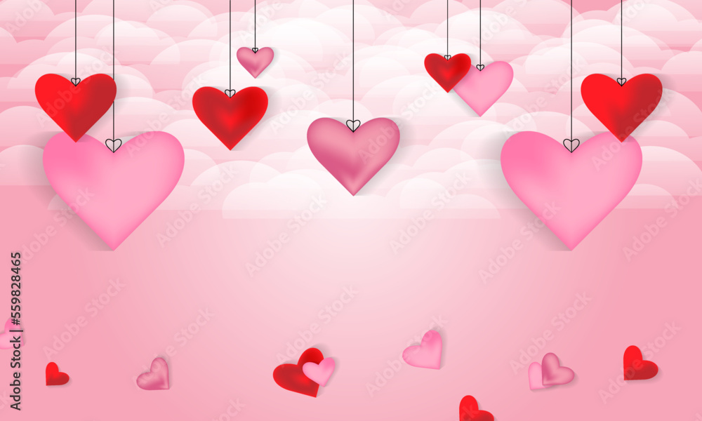 special heart background for valentine day with white cloud and used with similar theme