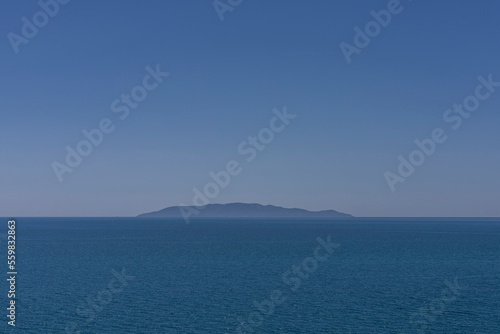 View of Giglio island from Monte Argentario, Orbetello, Tuscany, Italy.